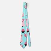 Cute Pink Mint Piggy Donut Ice Cream Cone Pattern ネクタイ (正面)