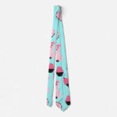 Cute Pink Mint Piggy Donut Ice Cream Cone Pattern ネクタイ (裏面)