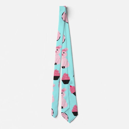 Cute Pink Mint Piggy Donut Ice Cream Cone Pattern ネクタイ (裏面)