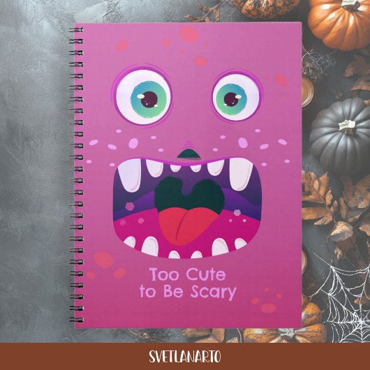 Cute Pink Monster Face Spiral Notebook ノートブック