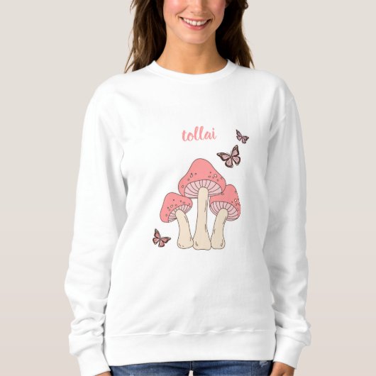 Cute Pink Mushroom Sweater スウェットシャツ (正面)
