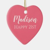 Cute Pink Name 21st Birthday Ornament セラミックオーナメント (右)