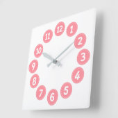 Cute Pink Numbers スクエア壁時計 (傾斜)