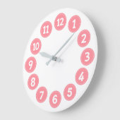 Cute Pink Numbers ラージ壁時計 (傾斜)