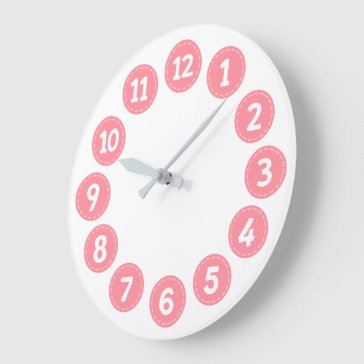Cute Pink Numbers ラージ壁時計 (傾斜)