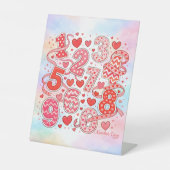 Cute Pink Numbers Maths Desk Art for Kids 台座サイン (正面)