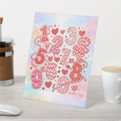 Cute Pink Numbers Maths Desk Art for Kids 台座サイン (インサイチュ)