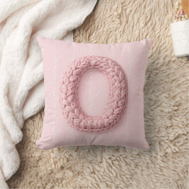 Cute pink O monogram initial crocheted letter boho クッション
