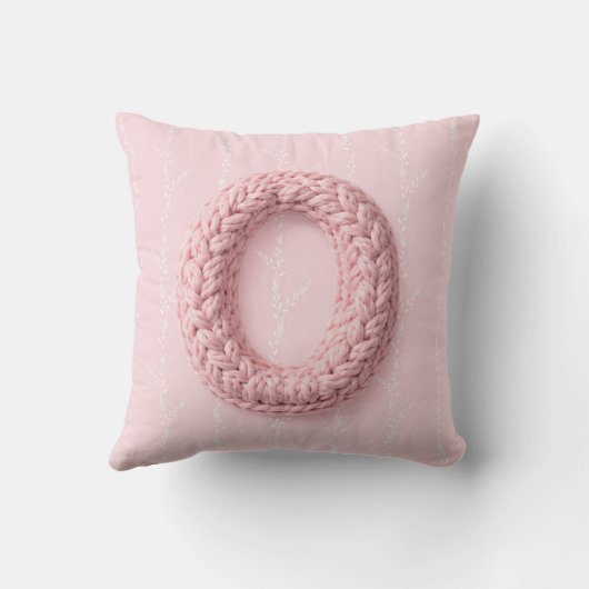 Cute pink O monogram initial crocheted letter boho クッション (裏面)