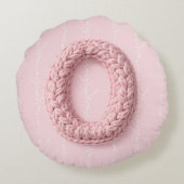 Cute pink O monogram initial crocheted letter boho ラウンドクッション (裏面)