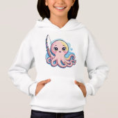 Cute Pink Octopus – Kids’ Hoodie (正面)