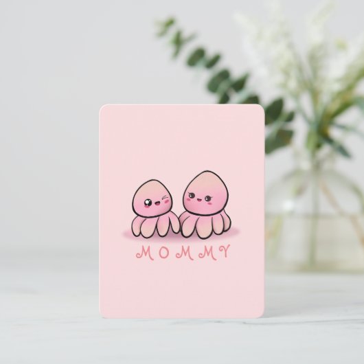 cute pink octopus mother サンキューカード (スタンド正面)
