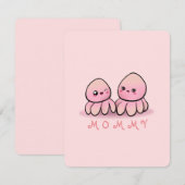 cute pink octopus mother サンキューカード (正面/裏面)