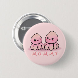 cute pink octopus mother 缶バッジ