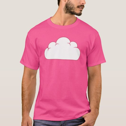 Cute Pink Outline Cloud – Minimal Kawaii Aesthetic Tシャツ (正面)