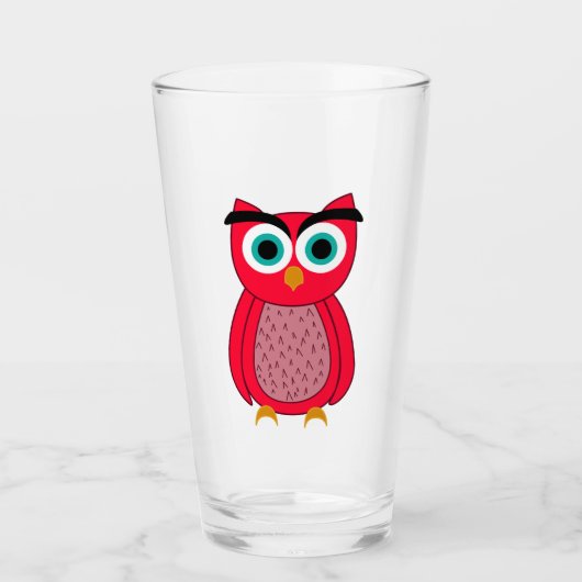 Cute Pink Owl タンブラーグラス (正面)
