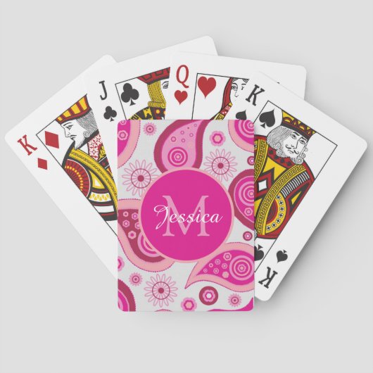 Cute Pink Paisley Personalised トランプ (裏面)