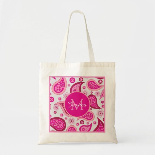 Cute Pink Paisley Personalised トートバッグ (正面)