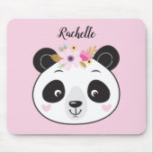 Cute Pink Panda Face Girly Personalized マウスパッド (正面)