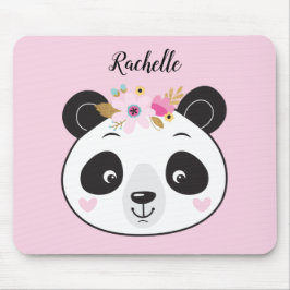 Cute Pink Panda Face Girly Personalized マウスパッド