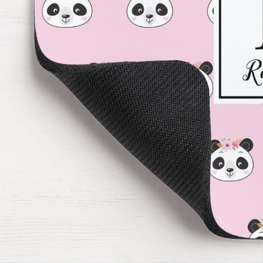 Cute Pink Panda Girly Personalized マウスパッド (コーナー)