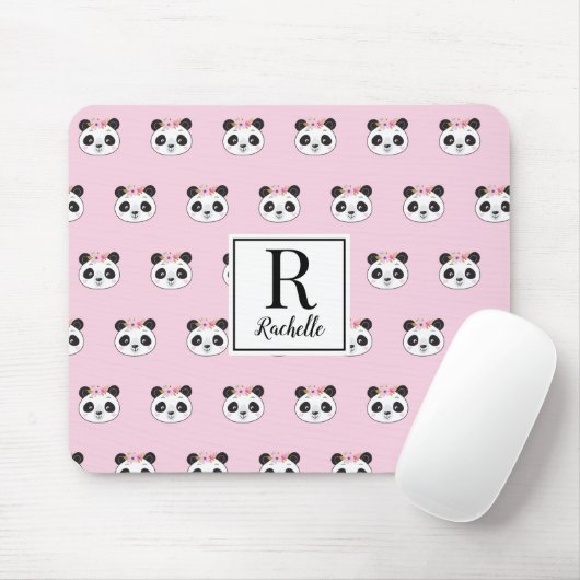 Cute Pink Panda Girly Personalized マウスパッド (マウス)