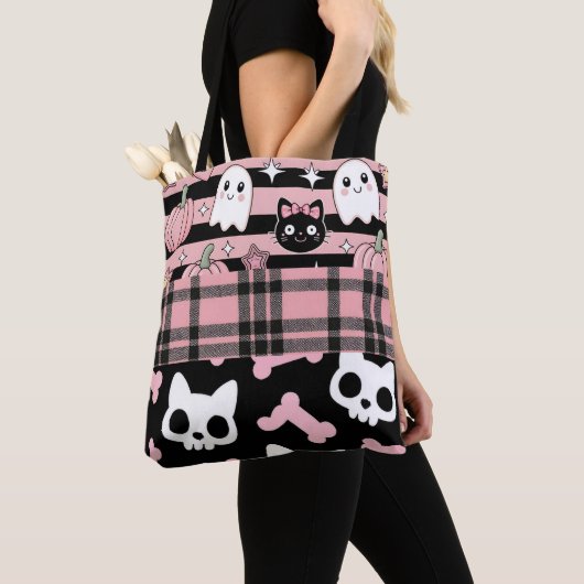 Cute Pink Pastel Goth Halloween トートバッグ (クローズアップ)
