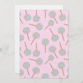 Cute Pink Pastel Lollipop Seamless Pattern 招待状 (正面/裏面)