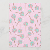 Cute Pink Pastel Lollipop Seamless Pattern 招待状 (正面)