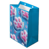 Cute Pink Paw Print Gift Bag ミディアムペーパーバッグ (裏面アングル)