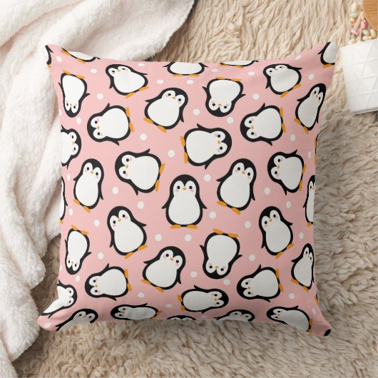 Cute pink penguin pattern クッション (ブランケット)