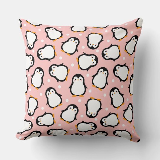 Cute pink penguin pattern クッション (正面)