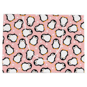 Cute pink penguin pattern ラージペーパーバッグ (裏面)
