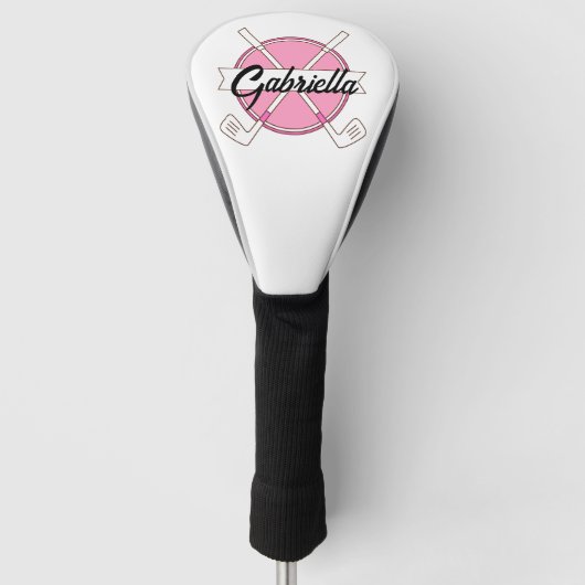 Cute Pink Personalized Golf Clubs Monogram  ゴルフヘッドカバー (正面)