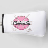 Cute Pink Personalized Golf Clubs Monogram ゴルフヘッドカバー (正面)