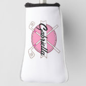 Cute Pink Personalized Golf Clubs Monogram ゴルフヘッドカバー (回転90)