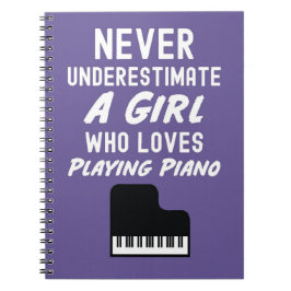 Cute Pink Pianist Gifts For Girl Kids Piano Player ノートブック