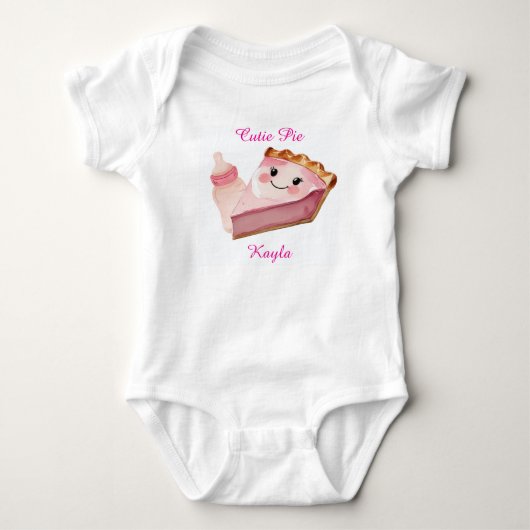 Cute Pink Pie & Bottle Infant Bodysuit  ベビーボディスーツ (正面)
