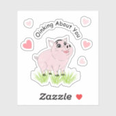 Cute pink pig for Valentine シール (シート)
