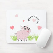 Cute pink pig for Valentine マウスパッド (マウス)