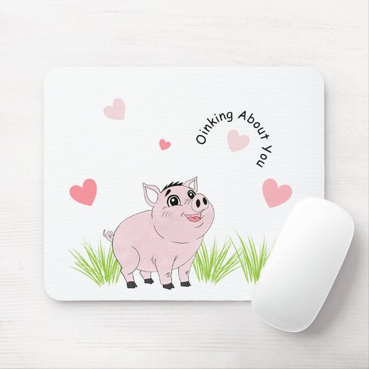 Cute pink pig for Valentine マウスパッド (マウス)