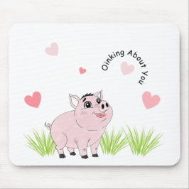 Cute pink pig for Valentine マウスパッド