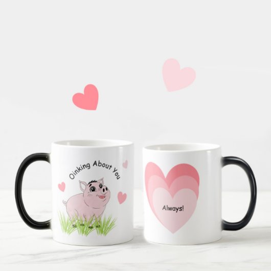 Cute pink pig for Valentine モーフィングマグカップ