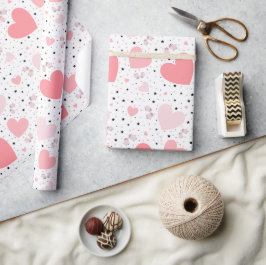 Cute pink pig for Valentine ラッピングペーパー