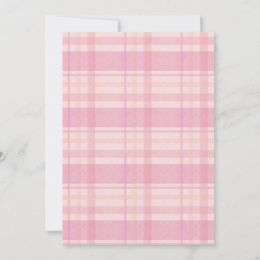 Cute Pink Plaid & Bow Coquette Girl Birthday  招待状 (裏面)