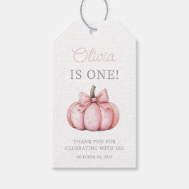 Cute Pink Pumpkin Baby Girl 1st Birthday  ギフトタグ
