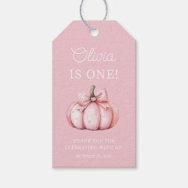 Cute Pink Pumpkin Baby Girl First Birthday  ギフトタグ