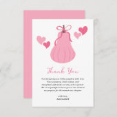 Cute Pink Pumpkin Bow Script Girl Baby Shower サンキューカード (正面/裏面)