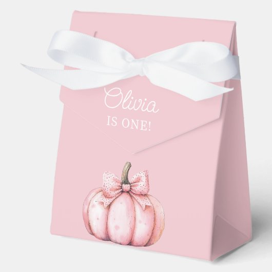 Cute Pink Pumpkin Girl 1st Birthday  フェイバーボックス (正面)