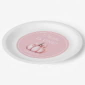 Cute Pink Pumpkin Girl 1st Birthday ペーパープレート (アングル)